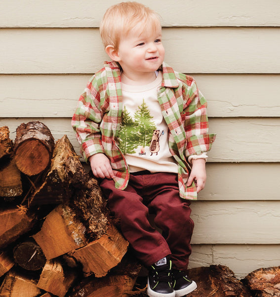 Baby and Boy Campfire Bear Long Sleeve Tee Shirt,Shirts,Rockin' Baby-The Little Clothing Company