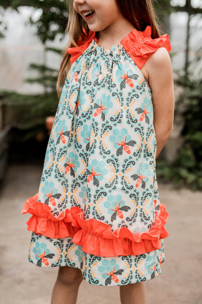 Bees Knees Girl Ruffle Dress,Dresses,Looking Glass-The Little Clothing Company