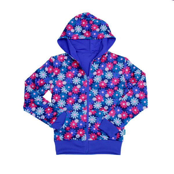 Admire Girl Reversible Blue and Floral Zip Up Hoodie,Outerwear,Chooze-The Little Clothing Company