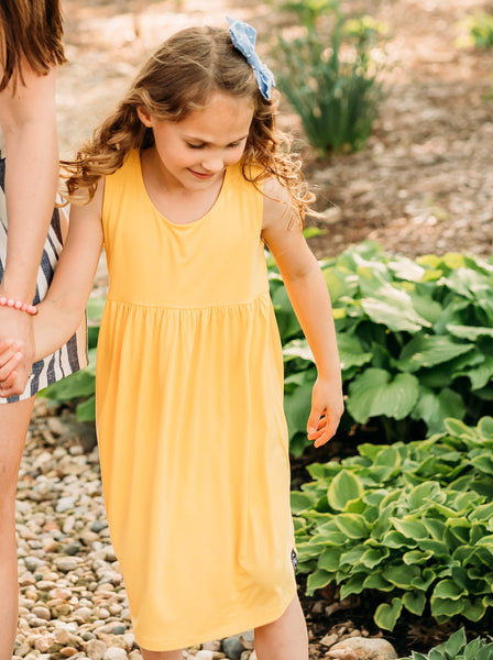 Bamboo Baby and Girl's Yellow Tank Twirl Dress