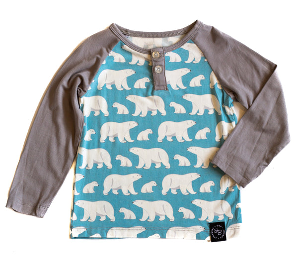 Bamboo Baby & Boy Polar Bear Henley,Shirts,Sweet Bamboo-The Little Clothing Company