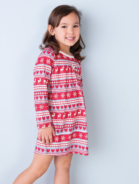 Christmas Nightgown Infant Girl Nightgowns Red Deer Fair Isle