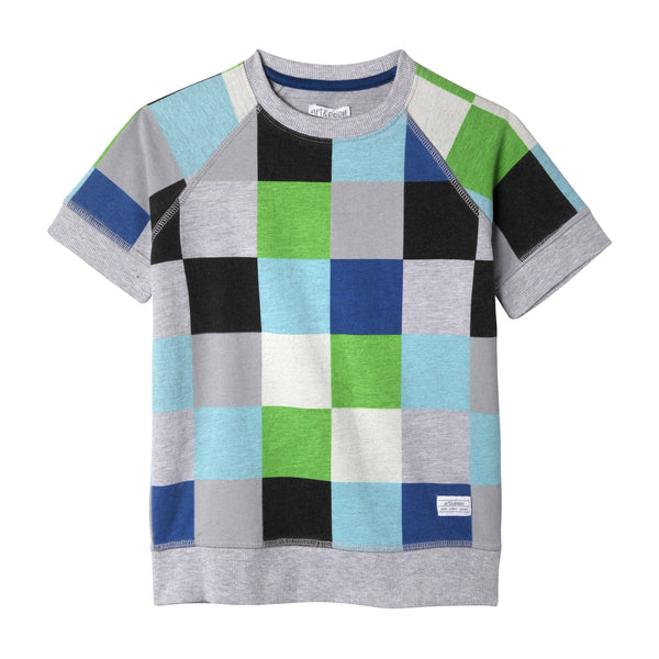 Blue Square Boy Crew Neck Short Sleeve Shirt,Shirts,Art & Eden-The Little Clothing Company