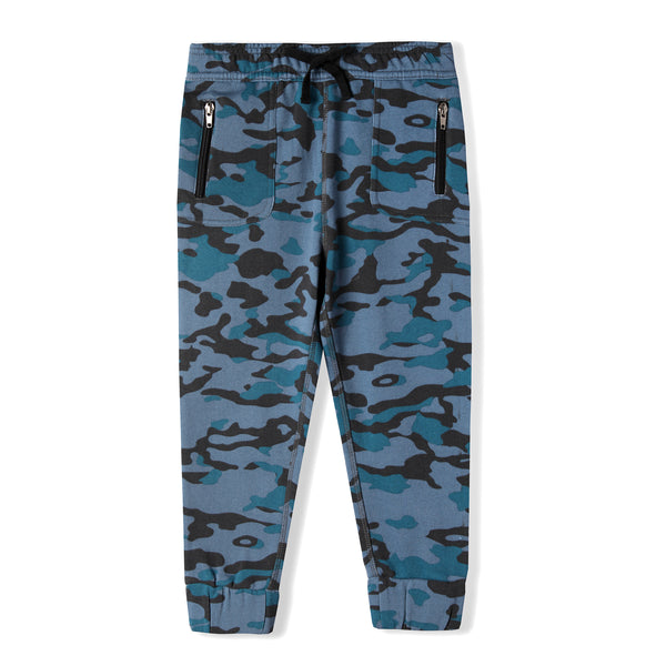 Boy's Blue Camouflage Organic Cotton Jogger Pant,Bottoms,Art & Eden-The Little Clothing Company