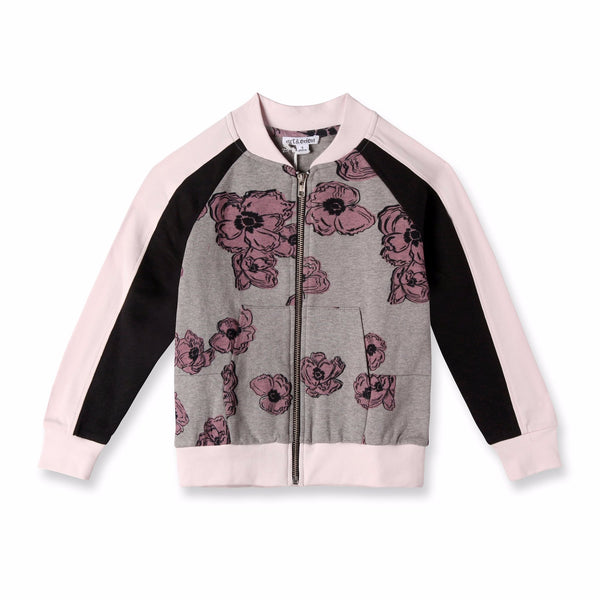 Poppy Pink Sleeve Bomber Jacket,Outerwear,Art & Eden-The Little Clothing Company