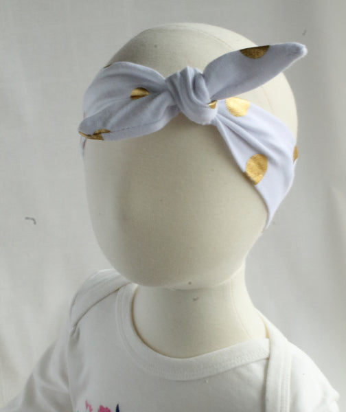 Metallic Polka Dot Baby & Girl Knotted Headband,Headband,Headbands of Hope-The Little Clothing Company