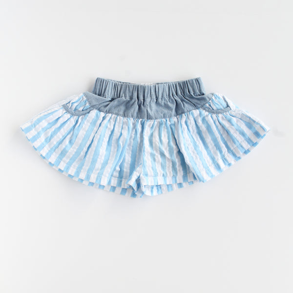 Summer Days Baby Girl Blue Stripe Shorts,Bottoms,Rockin' Baby-The Little Clothing Company