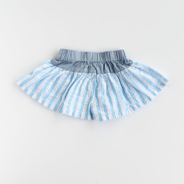 Summer Days Baby Girl Blue Stripe Shorts,Bottoms,Rockin' Baby-The Little Clothing Company