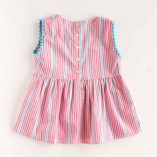 Aztec Girl Pompom Striped Sleeveless Shirt,Shirts,Rockin' Baby-The Little Clothing Company