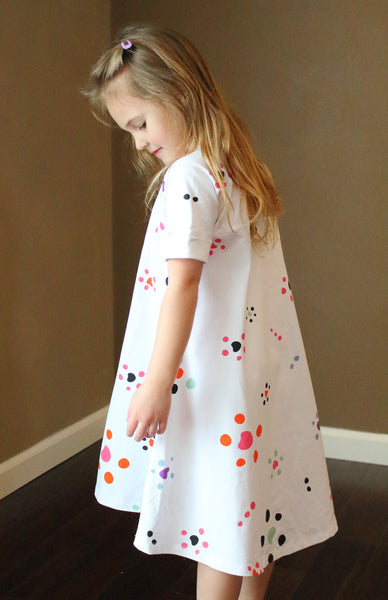 Starfish Polka Dot Girls Organic Cotton Swing Dress,Dresses,Art & Eden-The Little Clothing Company