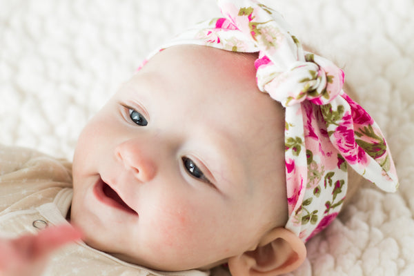 Pink Floral Baby and Girl Knotted Headband