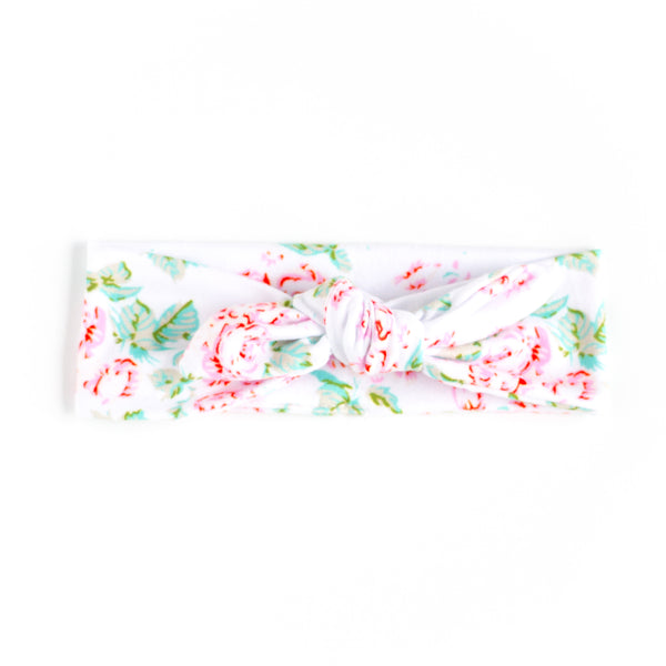 White Floral Baby & Girl Knotted Headband,Headband,Headbands of Hope-The Little Clothing Company