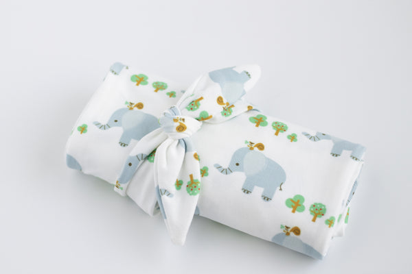 Baby Headband & Swaddle Set - Baby Elephants