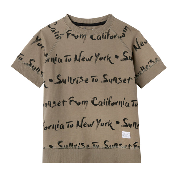 California to New York Script Boys Short Sleeve Sweatshirt,Shirts,Art & Eden-The Little Clothing Company