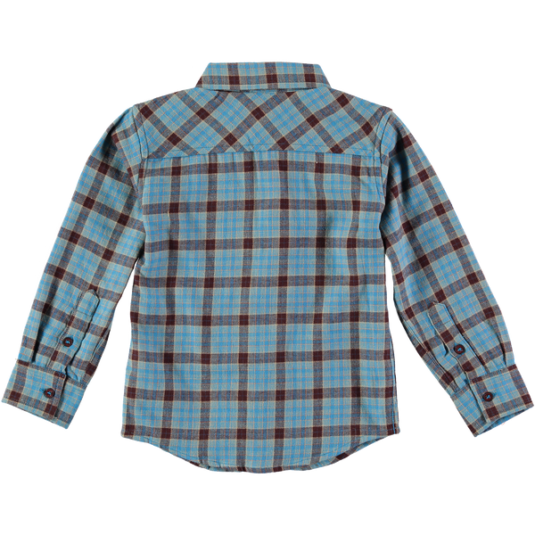 Adam Blue and Brown Boy's Plaid Flannel Shirt,Shirts,Rockin' Baby-The Little Clothing Company