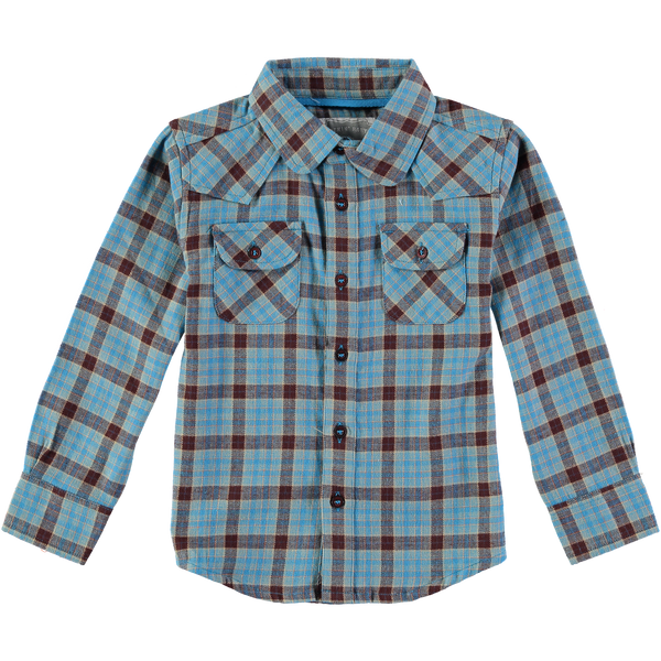 Adam Blue and Brown Boy's Plaid Flannel Shirt,Shirts,Rockin' Baby-The Little Clothing Company
