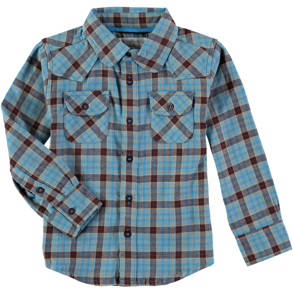 Adam Blue and Brown Boy's Plaid Flannel Shirt,Shirts,Rockin' Baby-The Little Clothing Company