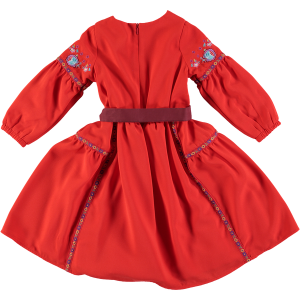 Liza Rust Embroidered Peasant Dress,Dresses,Rockin' Baby-The Little Clothing Company