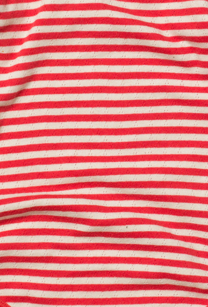 Baby Pointelle Red Stripe Organic Cotton Footed Sleeper - 9/12 months,Sleepers,Little Green Radicals-The Little Clothing Company