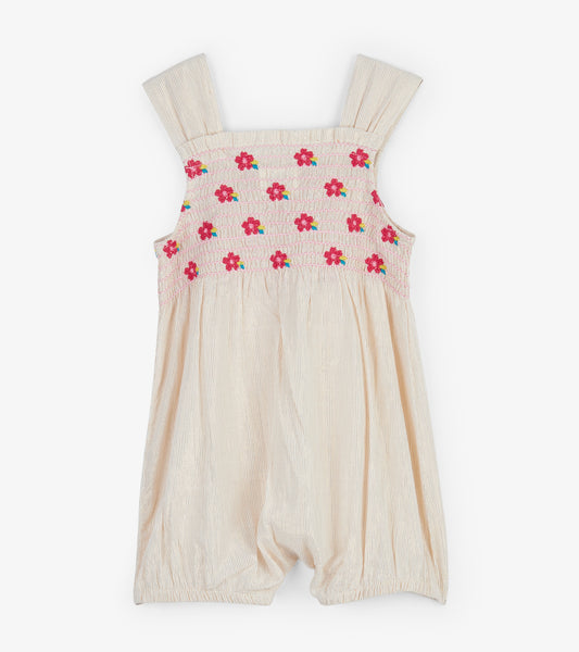 Baby Girl Tropical Flowers Gold Bubble Romper,Romper,Hatley-The Little Clothing Company