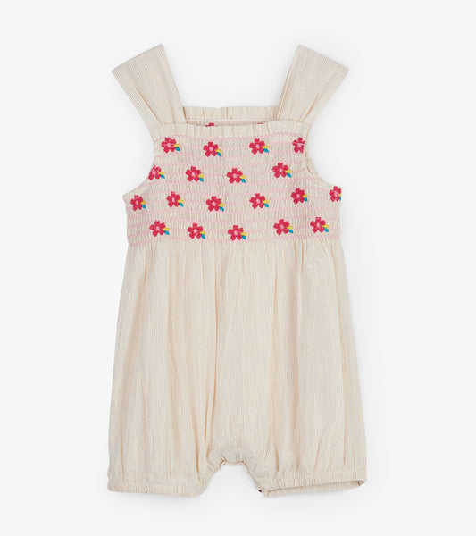 Baby Girl Tropical Flowers Gold Bubble Romper,Romper,Hatley-The Little Clothing Company