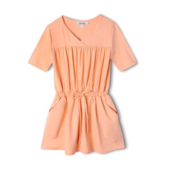 Sweet as a Peach Girls Organic Cotton Pocket Dress,Dresses,Art & Eden-The Little Clothing Company