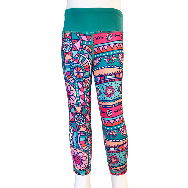 Kaleidoscope Flower Cropped Legging,Bottoms,Chooze-The Little Clothing Company