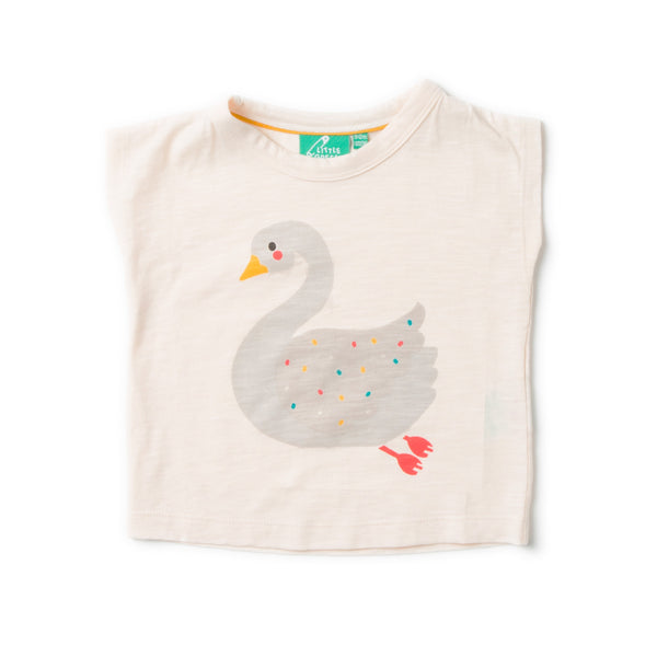 Swan Princess Girl Short Sleeve Organic Cotton Graphic Tee,Shirts,Little Green Radicals-The Little Clothing Company
