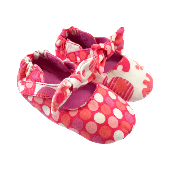 Coral Polka Dot & Elephant Bow Baby Booties,Shoes,Chooze-The Little Clothing Company