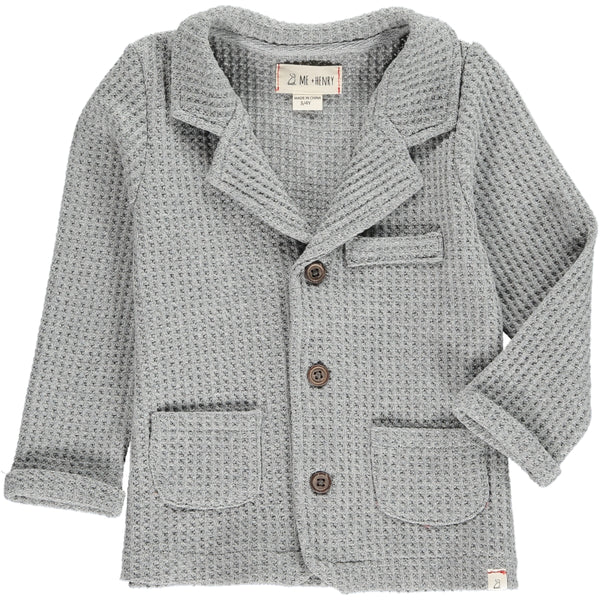 Baby and Boy's Gray Waffle Cardigan Sweater Jacket,Outerwear,Me and Henry-The Little Clothing Company