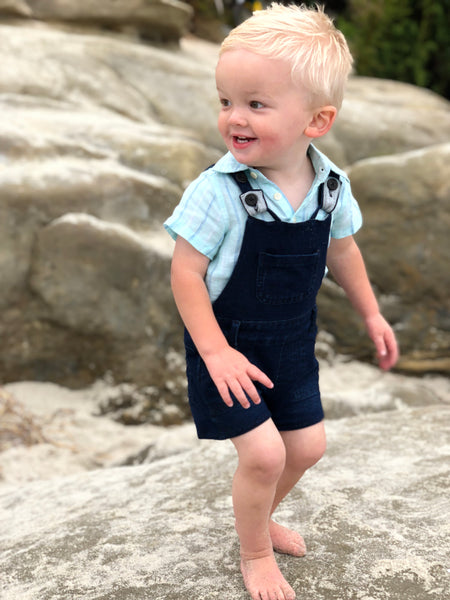 Baby and Kids Jersey Denim Shortie Overall,Bottoms,Me and Henry-The Little Clothing Company