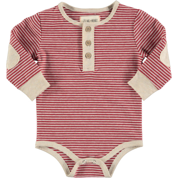 Baby Boy Long Sleeve Red Stripe Henley,Onesie,Me and Henry-The Little Clothing Company
