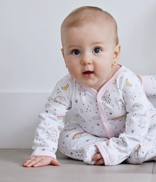 Baby Girl Rainbow Zipper Footed Sleeper,Sleepers,Baby Noomie-The Little Clothing Company