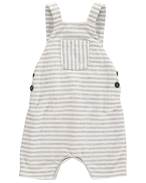 Baby Gray Striped Shortie Overall,Bottoms,Me and Henry-The Little Clothing Company