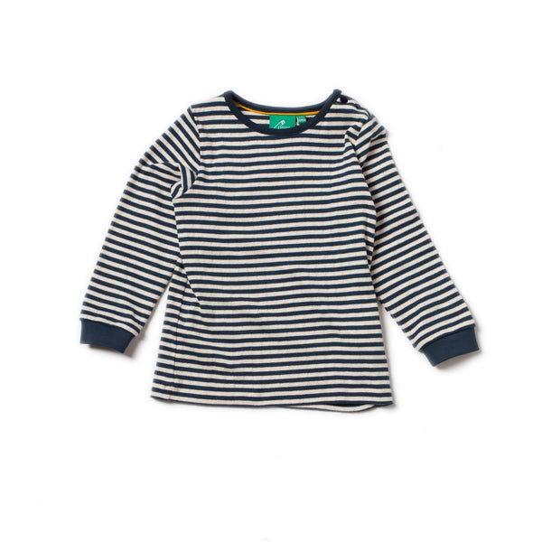 Baby Pointelle Navy Stripe Organic Cotton Long Sleeve Tee,Shirts,Little Green Radicals-The Little Clothing Company