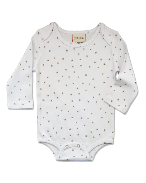 Baby Star Print Long Sleeve Onesie - 2 Colors,Onesie,Me and Henry-The Little Clothing Company