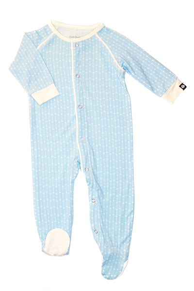 Bamboo Baby Blue Tiny Stars Footed Sleeper - 6/12 months,Sleepers,Sweet Bamboo-The Little Clothing Company