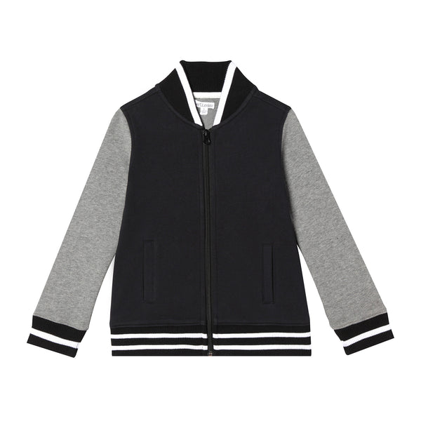 Augie Black and Gray Organic Cotton Bomber Jacket,Outerwear,Art & Eden-The Little Clothing Company