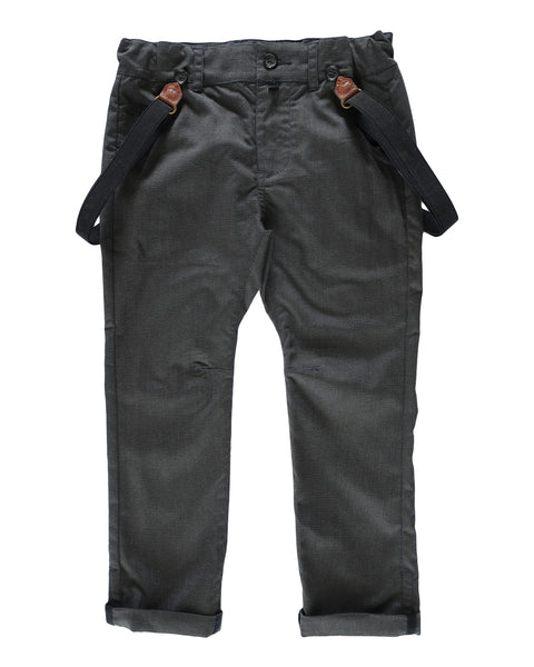Boy's Black Houndstooth Suspender Chinos,Bottoms,Me and Henry-The Little Clothing Company