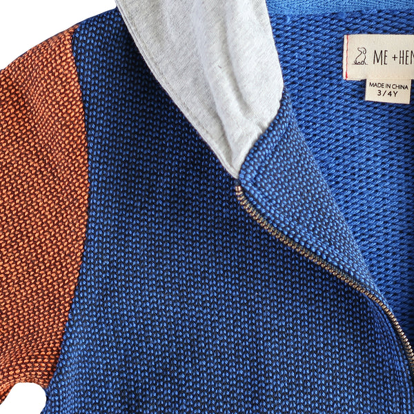 Barrett Boy's Blue Multi Zip Up Hooded Sweatshirt,Sweatshirts,Me and Henry-The Little Clothing Company