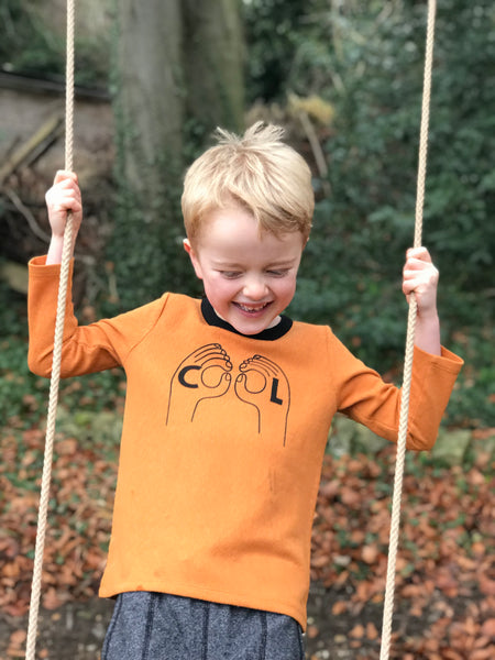 Cool Boy Orange Long Sleeve Graphic Tee,Shirts,Me and Henry-The Little Clothing Company