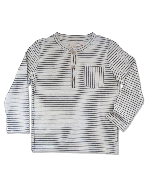 Boy's Ecru Stripe Cotton Long Sleeve Henley,Shirts,Me and Henry-The Little Clothing Company
