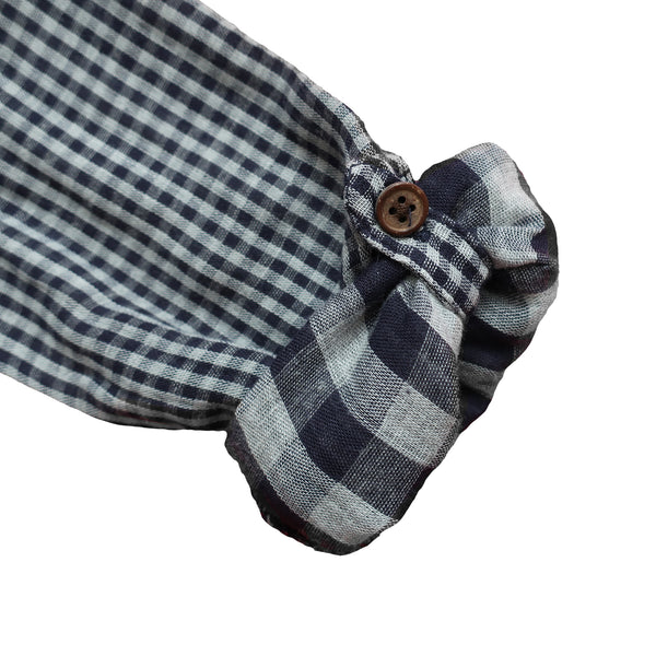 Boy's Navy Blue Plaid Collared Long Sleeve Shirt,Shirts,Me and Henry-The Little Clothing Company
