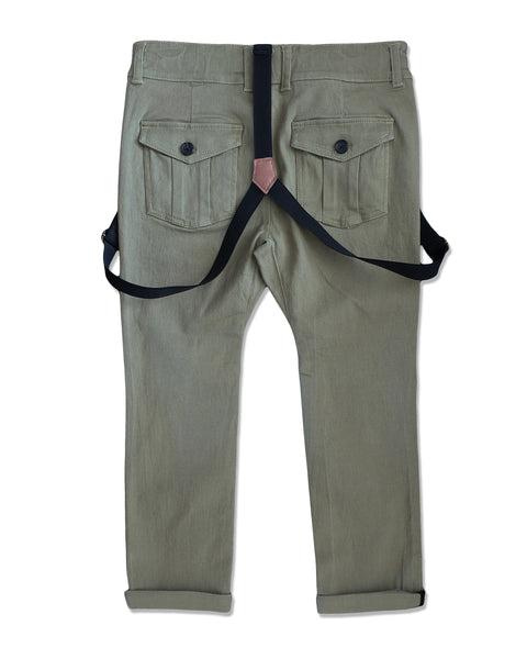 Boy's Olive Suspender Chinos,Bottoms,Me and Henry-The Little Clothing Company