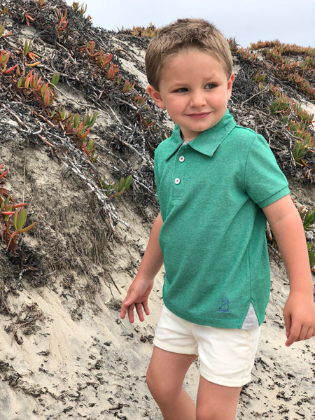 Boy's Green Pique Polo,Shirts,Me and Henry-The Little Clothing Company