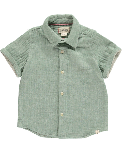 Boy's Green Gauzy Button Up Shirt,Shirts,Me and Henry-The Little Clothing Company