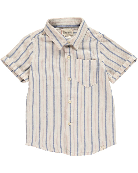 Boy's Blue and Red Stripe Woven Button Up,Shirts,Me and Henry-The Little Clothing Company