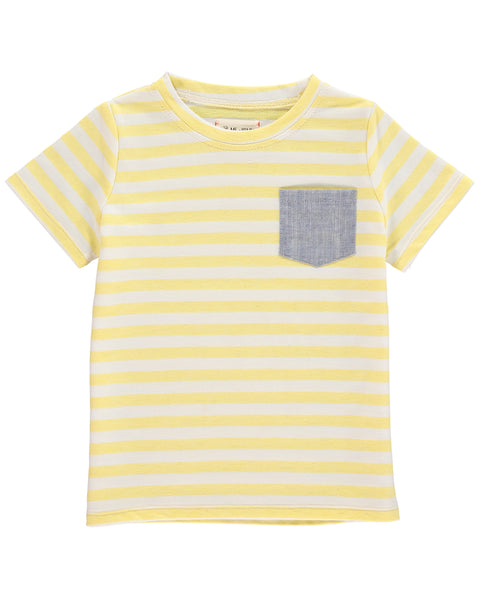 Boy's Yellow Stripe Cotton Pocket Tee,Shirts,Me and Henry-The Little Clothing Company