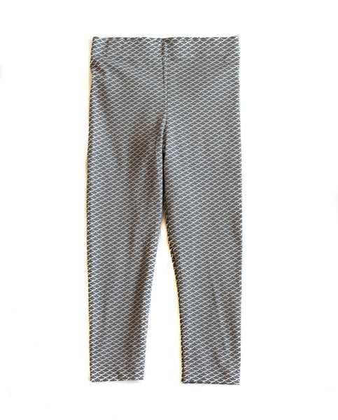 Baby and Girl Gray Mermaid Scale Legging - 2T,Bottoms,Looking Glass-The Little Clothing Company