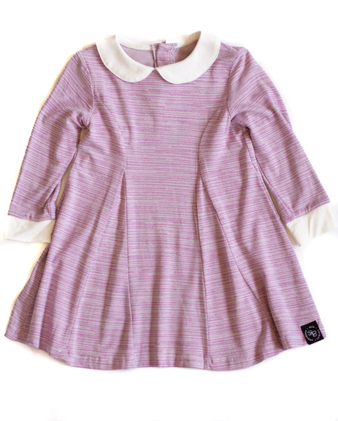 Bamboo Girl's Purple Lines Peter Pan Collar Dress,Dresses,Sweet Bamboo-The Little Clothing Company